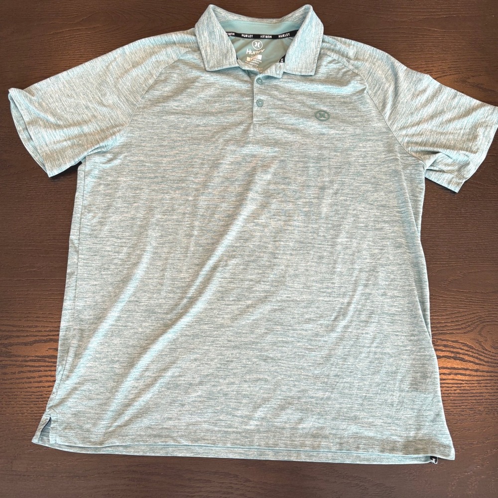 Hurley Polo Shirt Mens Large Heather Aqua Excellent Short Sleeve Golf Casual